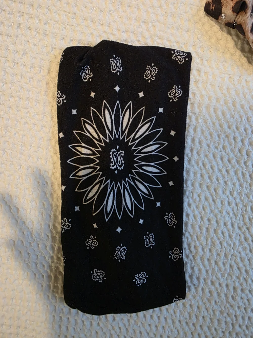 Black Bandana with White Mandala Print